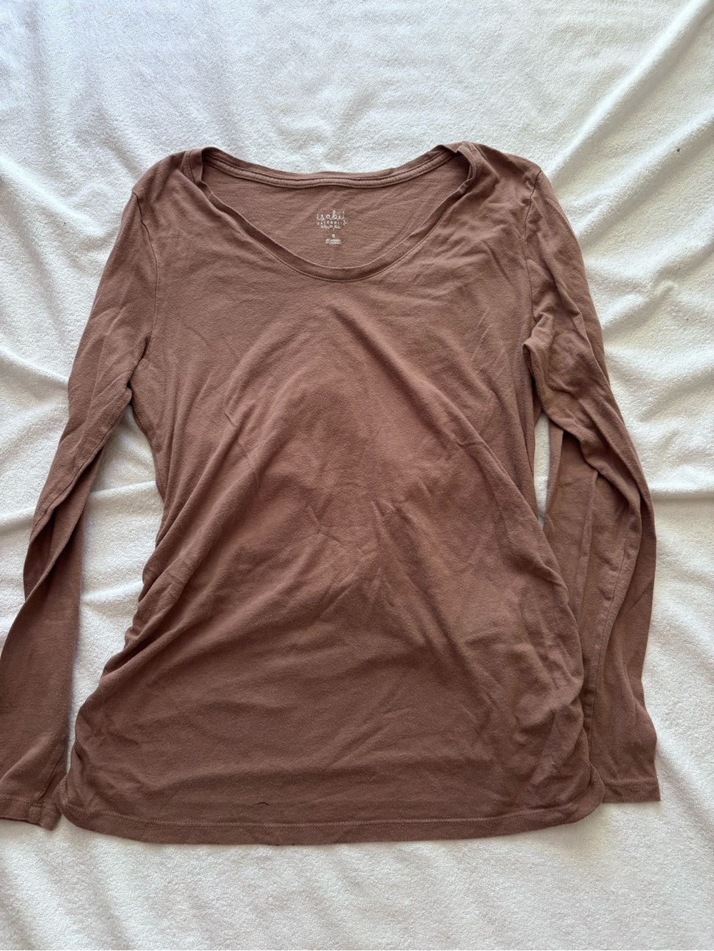 Isabel Maternity by Ingrid & Isabel Long Sleeve Scoop Neck Top - Brown